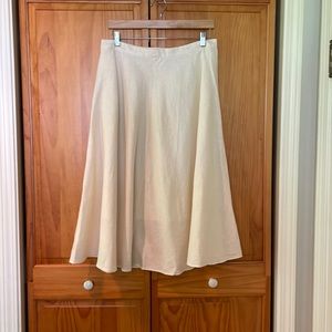 Cream A-line Skirt in Midi Length